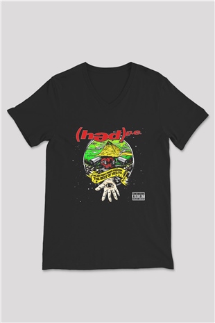 Hed PE Siyah Unisex V Yaka Tişört T-Shirt