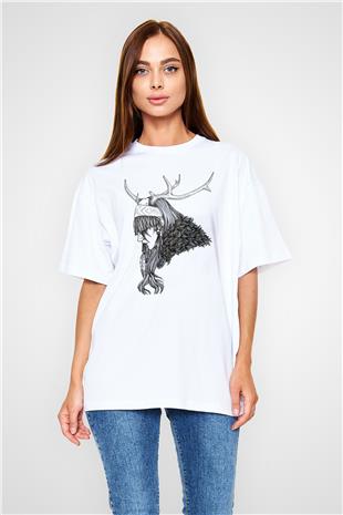 Heilung Baskılı Beyaz Unisex Oversize Tişört - Tshirt