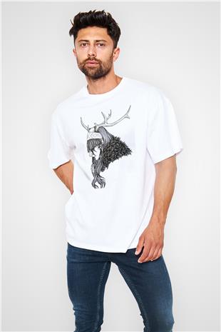 Heilung Baskılı Beyaz Unisex Oversize Tişört - Tshirt