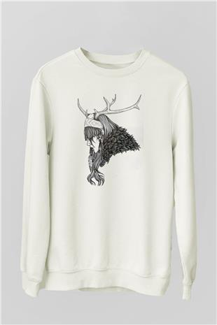 Heilung Baskılı Beyaz Unisex Sweatshirt
