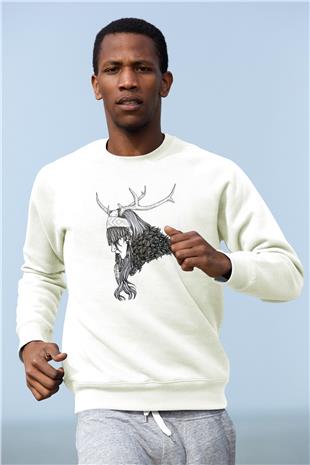 Heilung Baskılı Beyaz Unisex Sweatshirt