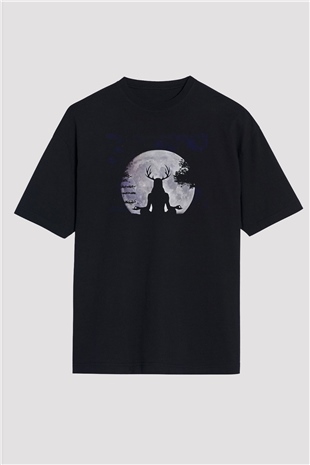 Heilung Baskılı Unisex Siyah Oversize Tişört - Tshirt