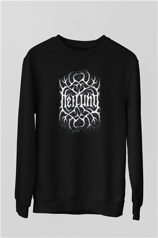 Heilung Baskılı Unisex Siyah Sweatshirt