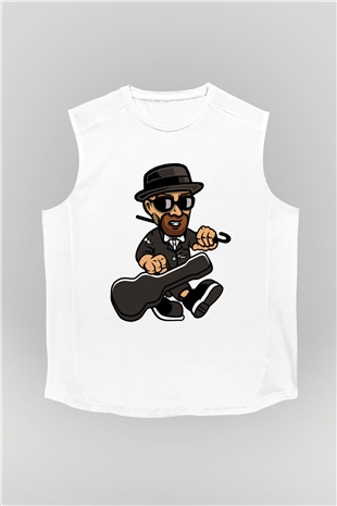 Heisenberg Gentleman Baskılı Unisex Beyaz Kolsuz Tişört