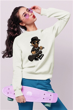 Heisenberg Gentleman Baskılı Unisex Beyaz Sweatshirt