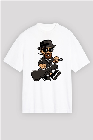 Heisenberg Gentleman Baskılı Unisex Beyaz Oversize Tişört