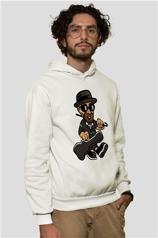 Heisenberg Gentleman Baskılı Unisex Beyaz Hoodie