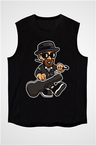 Heisenberg Gentleman Baskılı Unisex Siyah Kolsuz Tişört
