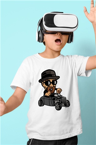 Heisenberg Hotrod Baskılı Unisex Beyaz Çocuk Tişört
