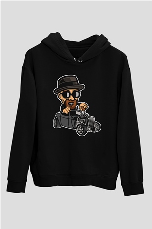 Heisenberg Hotrod Baskılı Unisex Siyah Hoodie