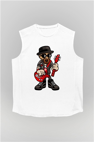 Heisenberg Rockstar Baskılı Unisex Beyaz Kolsuz Tişört