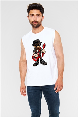 Heisenberg Rockstar Baskılı Unisex Beyaz Kolsuz Tişört