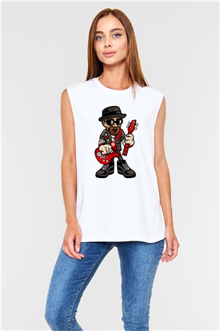 Heisenberg Rockstar Baskılı Unisex Beyaz Kolsuz Tişört