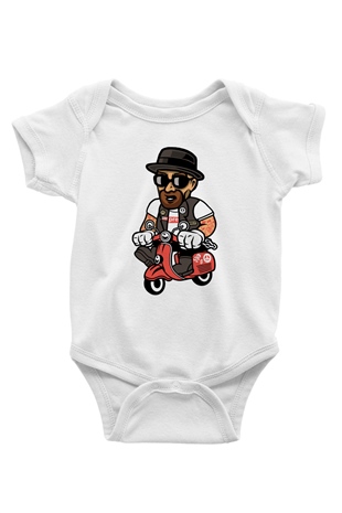 Heisenberg Scooter Baskılı Unisex Beyaz Bebek Body - Zıbın