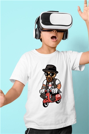 Heisenberg Scooter Baskılı Unisex Beyaz Çocuk Tişört
