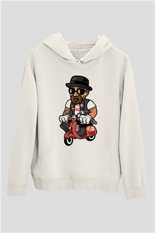 Heisenberg Scooter Baskılı Unisex Beyaz Hoodie