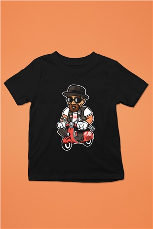 Heisenberg Scooter Baskılı Unisex Siyah Çocuk Tişört