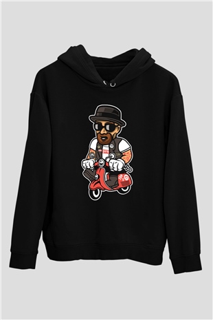 Heisenberg Scooter Baskılı Unisex Siyah Hoodie