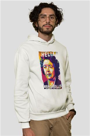 Helia Bravo Hollis Baskılı Unisex Ekru Hoodie