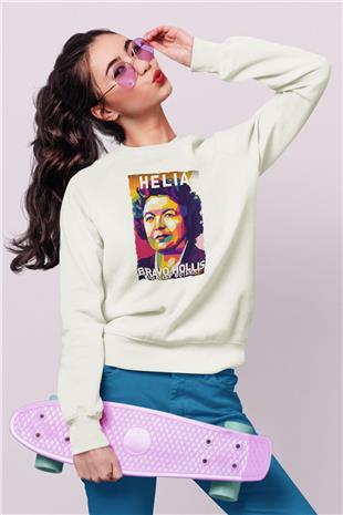 Helia Bravo Hollis Baskılı Unisex Ekru Sweatshirt