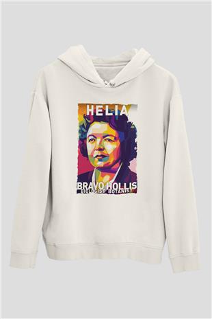 Helia Bravo Hollis Baskılı Unisex Ekru Hoodie