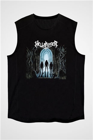 Hellbringer Baskılı Unisex Siyah Kolsuz Tişört - Tshirt