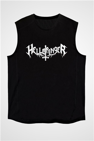 Hellbringer Baskılı Unisex Siyah Kolsuz Tişört - Tshirt