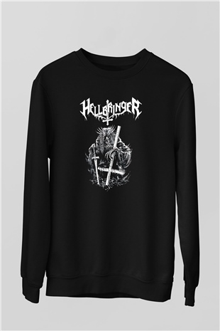 Hellbringer Baskılı Unisex Siyah Sweatshirt