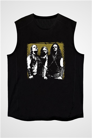 Hellhammer Baskılı Unisex Siyah Kolsuz Tişört