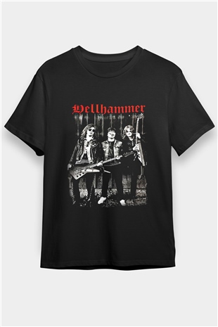 Hellhammer Baskılı Unisex Siyah Tişört