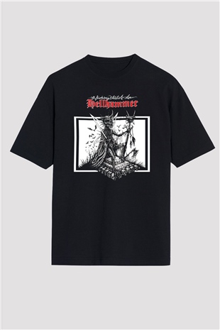 Hellhammer Siyah Unisex Oversize Tişört T-Shirt