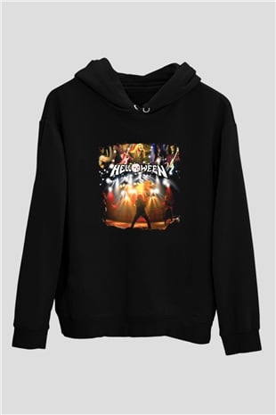 Helloween Baskılı Unisex Siyah Hoodie