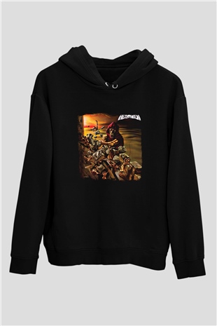 Helloween Baskılı Unisex Siyah Hoodie