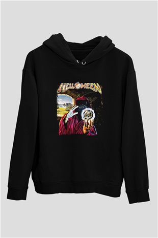 Helloween Baskılı Unisex Siyah Hoodie