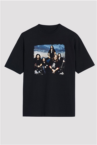 Helloween Baskılı Unisex Siyah Oversize Tişört