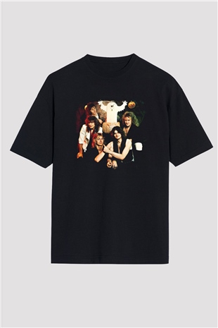 Helloween Baskılı Unisex Siyah Oversize Tişört
