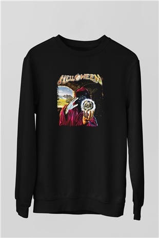 Helloween Baskılı Unisex Siyah Sweatshirt