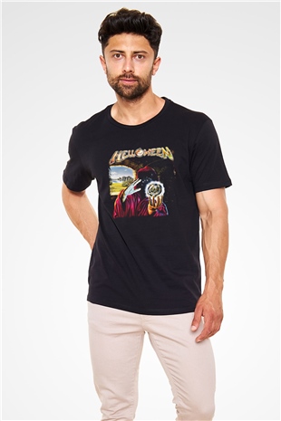 Helloween Baskılı Unisex Siyah Tişört