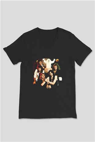 Helloween Baskılı Unisex Siyah V Yaka Tişört