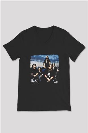 Helloween Baskılı Unisex Siyah V Yaka Tişört