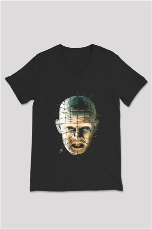 Hellraiser Siyah Unisex V Yaka Tişört T-Shirt