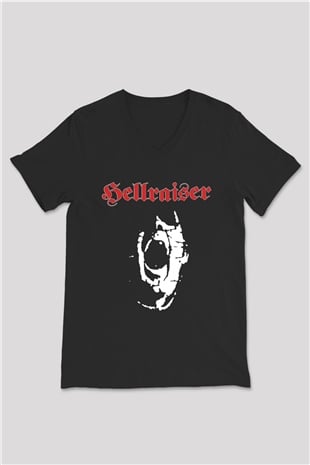 Hellraiser Siyah Unisex V Yaka Tişört T-Shirt