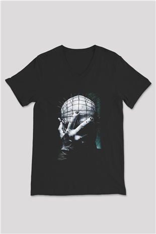 Hellraiser Siyah Unisex V Yaka Tişört T-Shirt