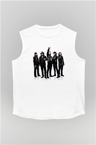 Hellyeah Baskılı Unisex Beyaz Kolsuz Tişört