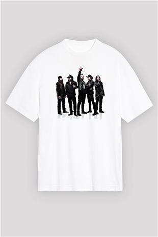 Hellyeah Baskılı Unisex Beyaz Oversize Tişört