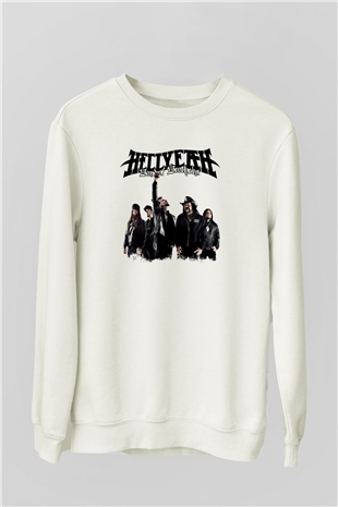 Hellyeah Baskılı Unisex Beyaz Sweatshirt