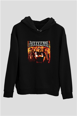Hellyeah Baskılı Unisex Siyah Hoodie