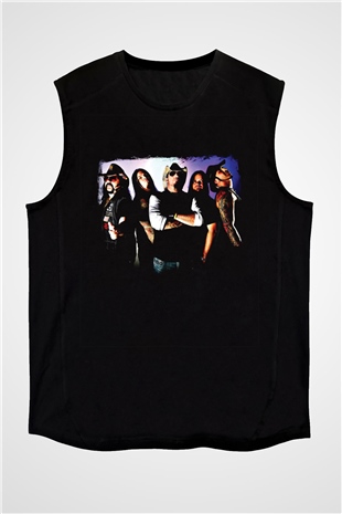 Hellyeah Baskılı Unisex Siyah Kolsuz Tişört
