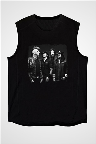 Hellyeah Baskılı Unisex Siyah Kolsuz Tişört