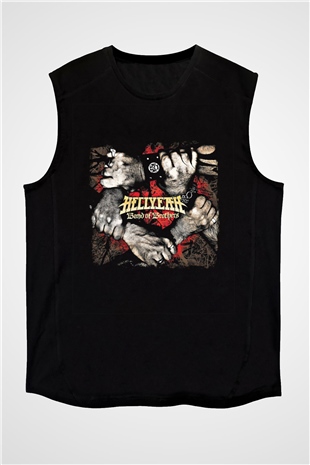 Hellyeah Baskılı Unisex Siyah Kolsuz Tişört